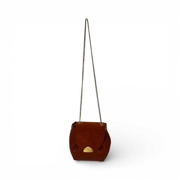 Polène Crossbody in Textured and Suede Terracotta Leather - Picture 8 of 9